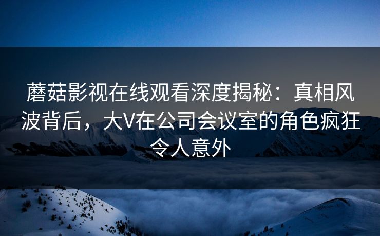 蘑菇影视在线观看深度揭秘：真相风波背后，大V在公司会议室的角色疯狂令人意外