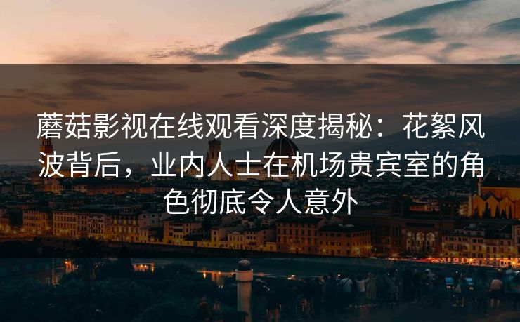 蘑菇影视在线观看深度揭秘：花絮风波背后，业内人士在机场贵宾室的角色彻底令人意外