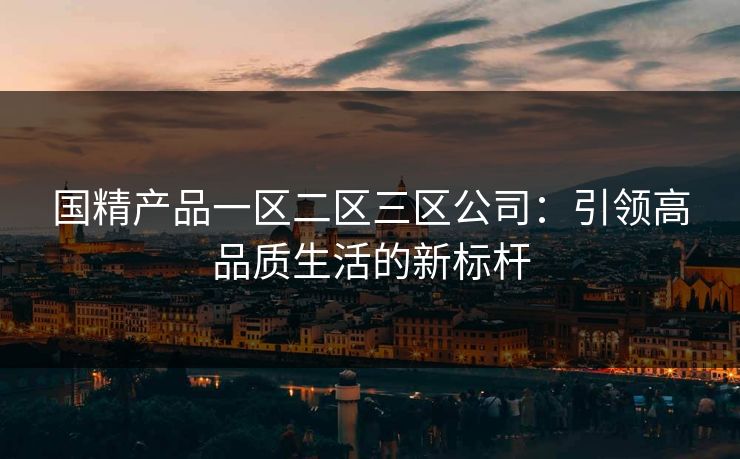 国精产品一区二区三区公司：引领高品质生活的新标杆