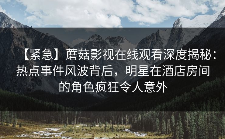 【紧急】蘑菇影视在线观看深度揭秘：热点事件风波背后，明星在酒店房间的角色疯狂令人意外