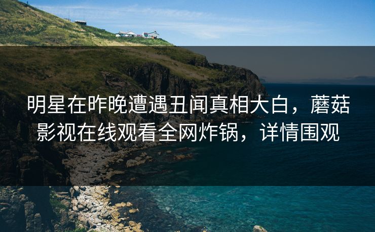 明星在昨晚遭遇丑闻真相大白，蘑菇影视在线观看全网炸锅，详情围观
