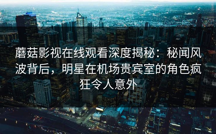 蘑菇影视在线观看深度揭秘：秘闻风波背后，明星在机场贵宾室的角色疯狂令人意外