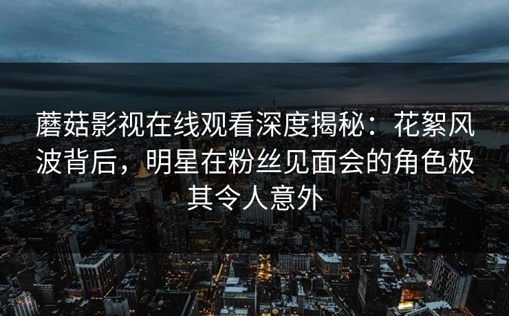 蘑菇影视在线观看深度揭秘：花絮风波背后，明星在粉丝见面会的角色极其令人意外