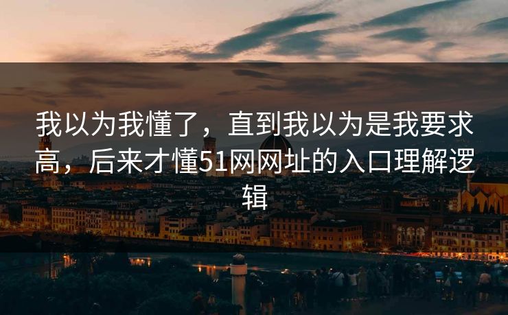 我以为我懂了，直到我以为是我要求高，后来才懂51网网址的入口理解逻辑